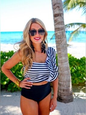 Jess Lea Amalfi Coast Ruffle Two Piece Swimsuit in Large